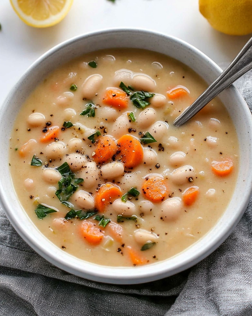 Greek White Bean Soup with Garlic and Lemon Recipe - Recipe Image