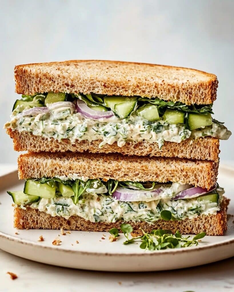 Cucumber Salad Sandwich with Feta and Herbs Recipe