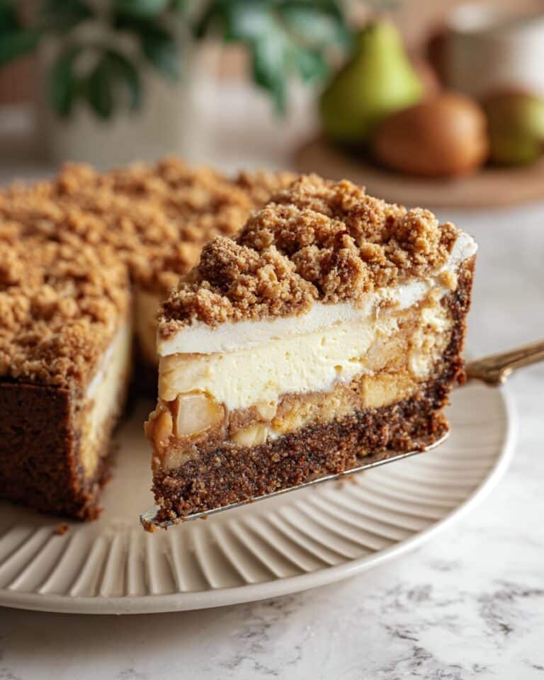 Apple Crumble Cheesecake with Biscoff Crust and Spiced Apple Topping Recipe