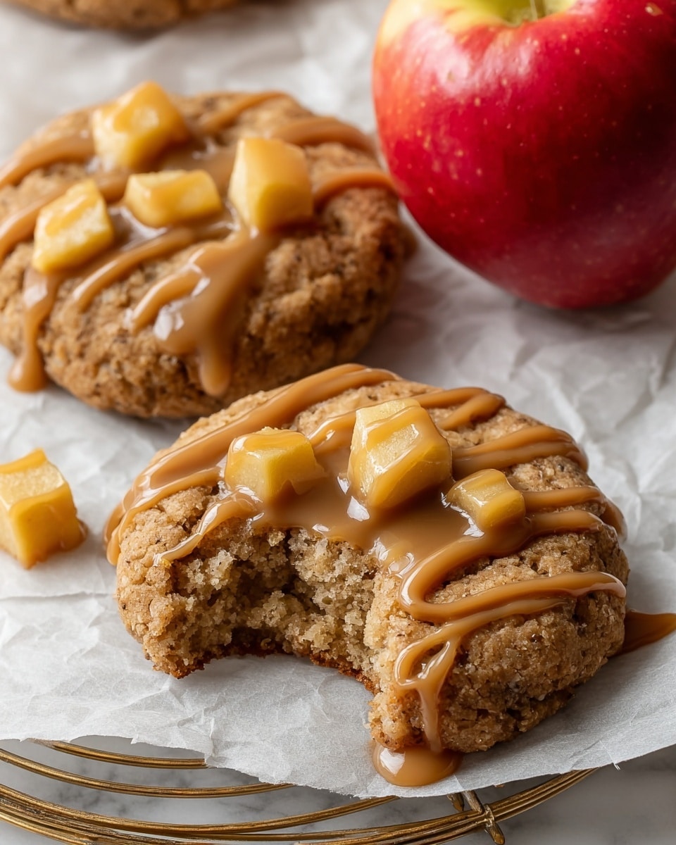 Delicious Caramel Apple Cookies with Rich Salted Caramel Drizzle Recipe - Recipe Image