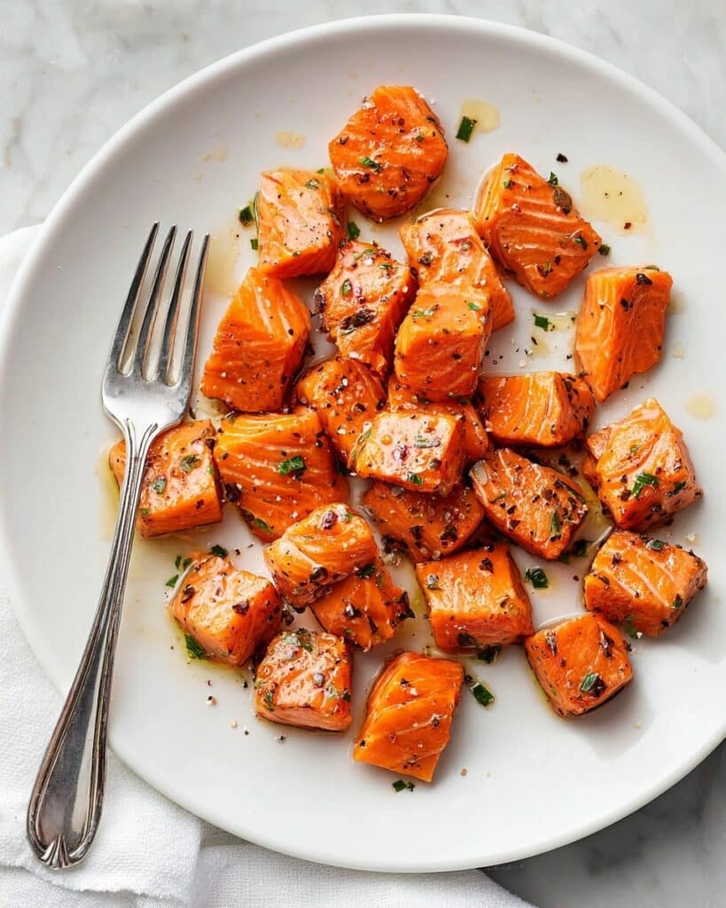 Crispy Air Fryer Salmon Bites with Lemon Garlic Butter Recipe