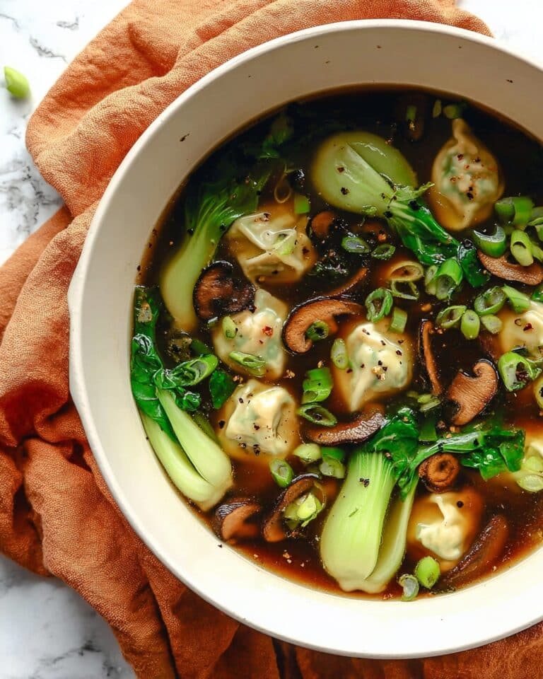 Potsticker Soup with Shiitake Mushrooms, Baby Bok Choy, and Ginger Recipe