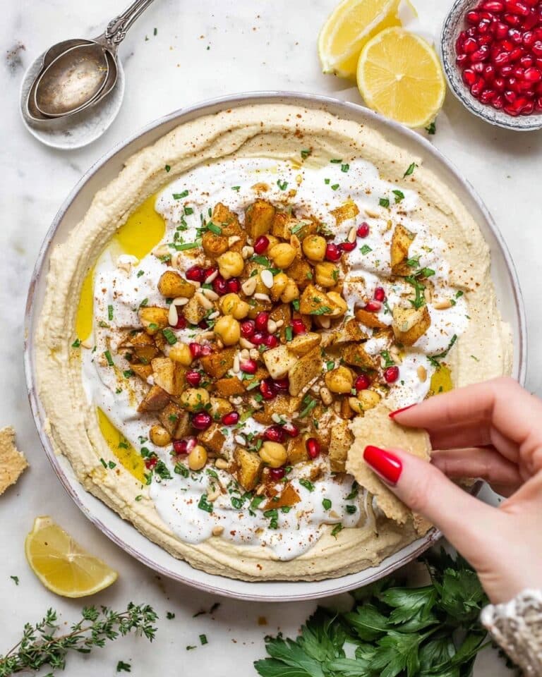 Fatteh with Pita Chips, Hummus, and Yogurt Sauce Recipe