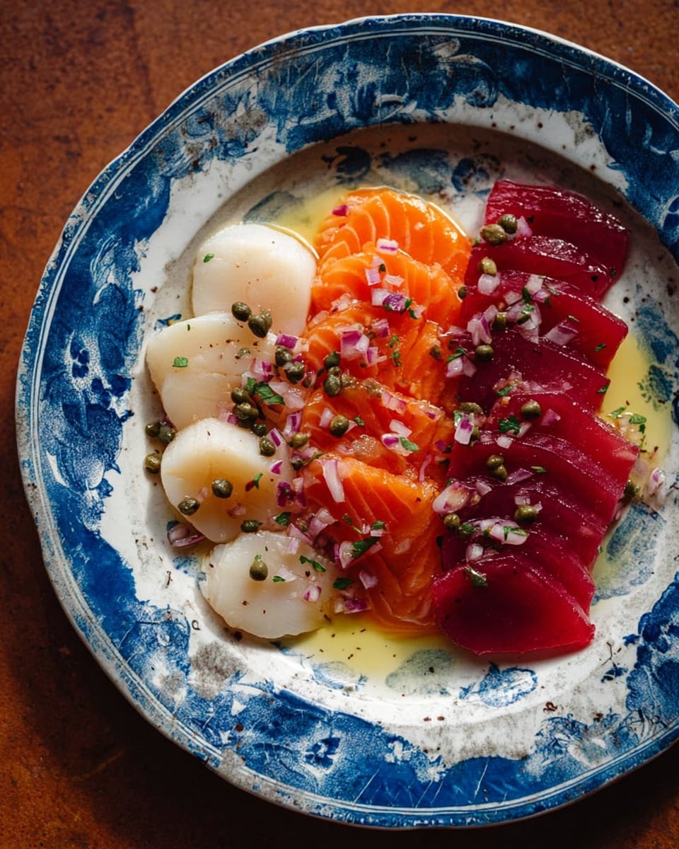 Sicilian Sashimi with Tuna, Salmon, and Sea Scallops Recipe - Recipe Image