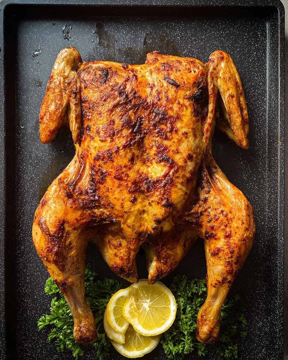 The image shows a close-up of several pieces of roasted chicken with golden brown, crispy skin and a slightly charred texture in some areas. The chicken pieces vary in size and are layered on a dark tray, with the largest piece in the middle and smaller ones around it. The skin has a shiny, well-cooked look with visible seasoning and a rich golden hue. A small piece of yellow lemon is visible at the bottom right corner. The background is a white marbled surface and there is a purple cloth partially visible on the left side of the image. Photo taken with an iphone --ar 4:5 --v 7