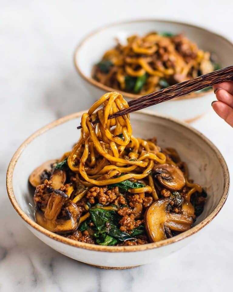 Yaki Udon Stir Fried Noodles with Vegetables and Meat Recipe