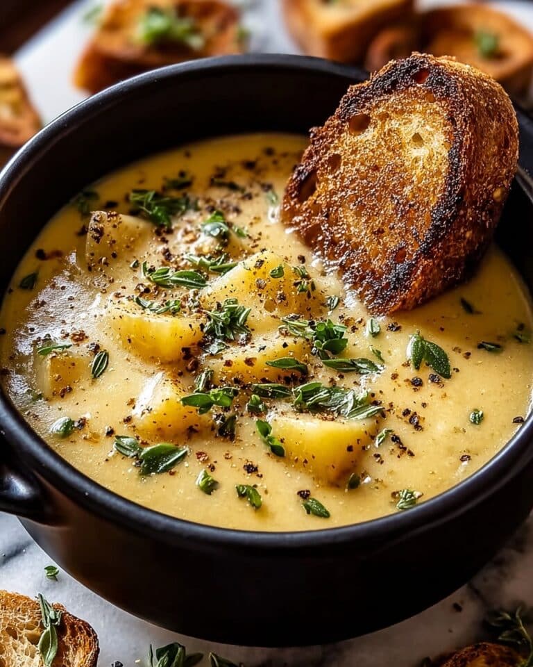 Hearty Cheddar Garlic Herb Potato Soup Recipe