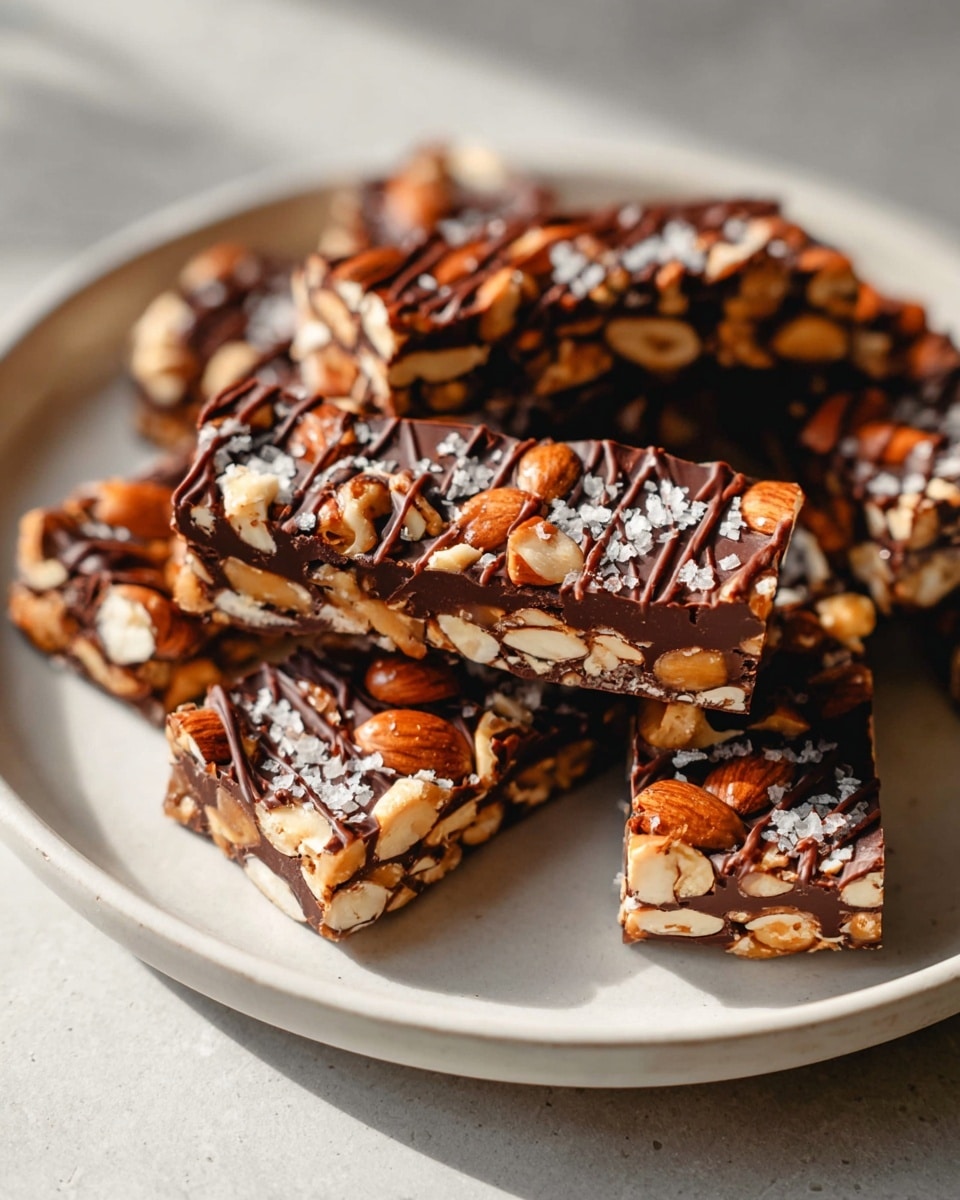 A square nut bar sits on white parchment paper over a wooden board, divided into eight pieces with visible cut lines. The top layer is fully covered with a mix of whole almonds, cashews, and peanuts in golden brown and light tan colors, showing their smooth and rough textures. The nuts are tightly packed to form a solid layer with a slight shine, indicating a sticky binding underneath. The background shows a white marbled texture. photo taken with an iphone --ar 4:5 --v 7