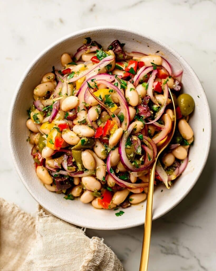 Marinated Butter Beans with Roasted Red Pepper, Artichokes, and Fresh Herbs Recipe
