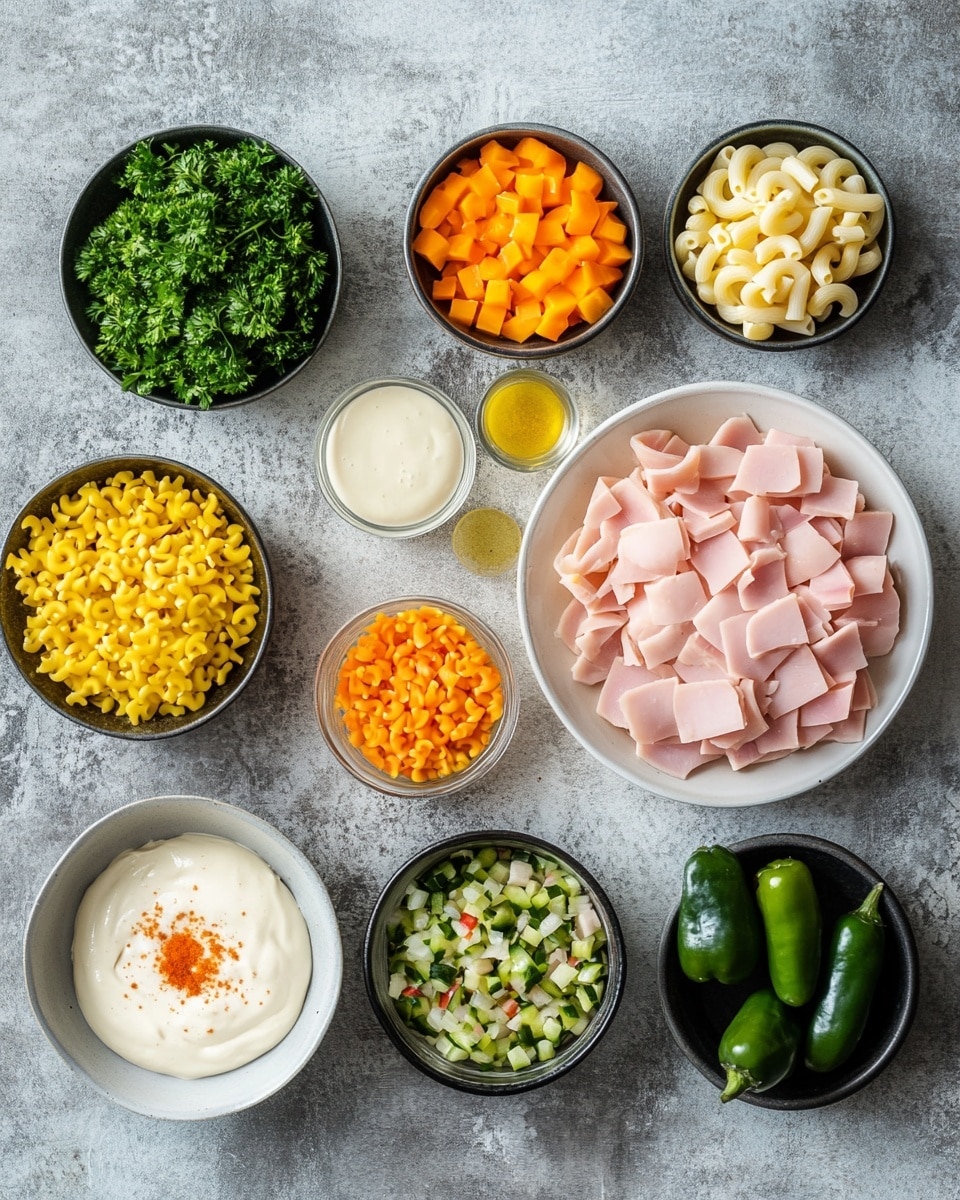 Creamy Mexican Macaroni Salad with Ham and Jalapenos Recipe - Recipe Image