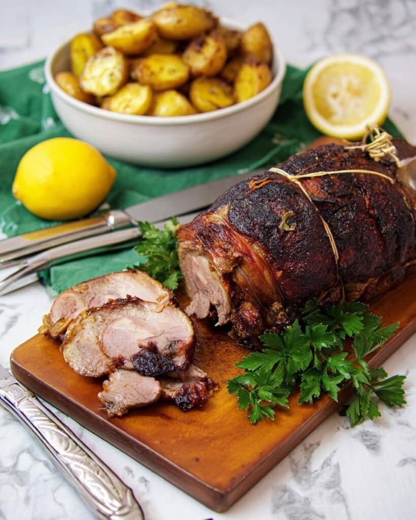 Slow Roast Greek Lemon Lamb With Potatoes Recipe