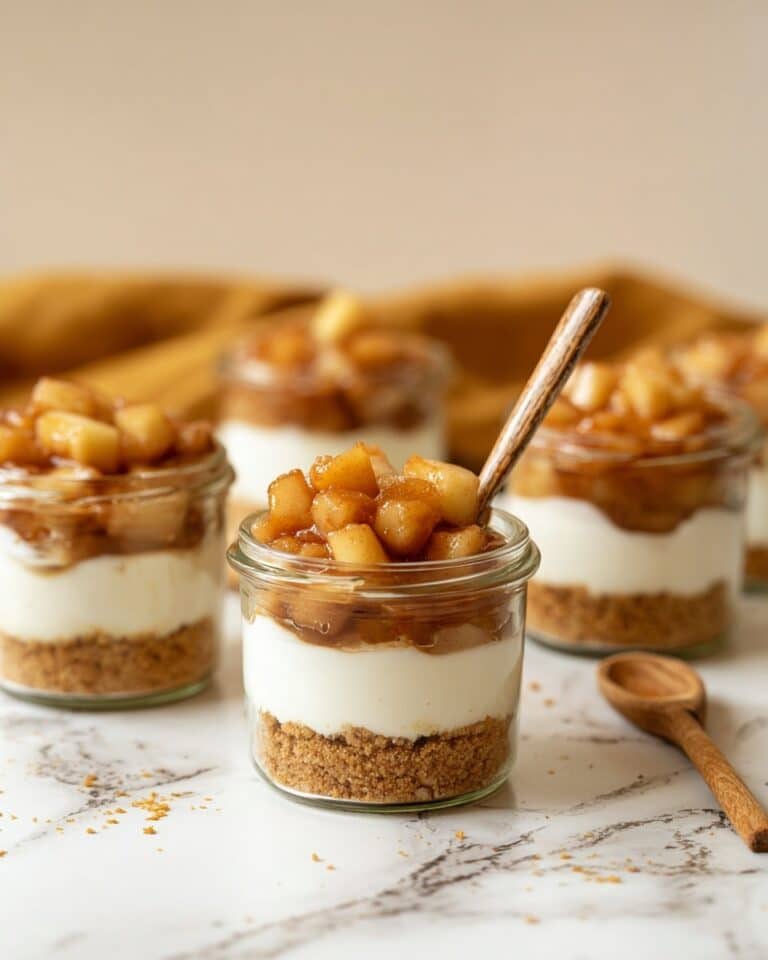 Mason Jar Apple Pie with Cream Cheese Layer and Caramel Topping Recipe