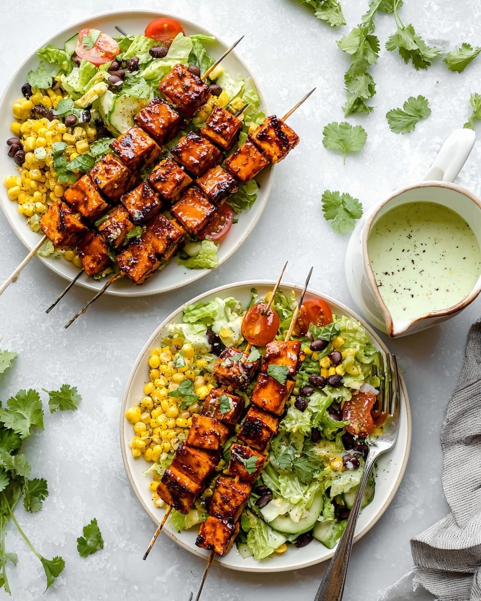 BBQ Chicken Skewer Salad with Herby Ranch Recipe - Recipe Image