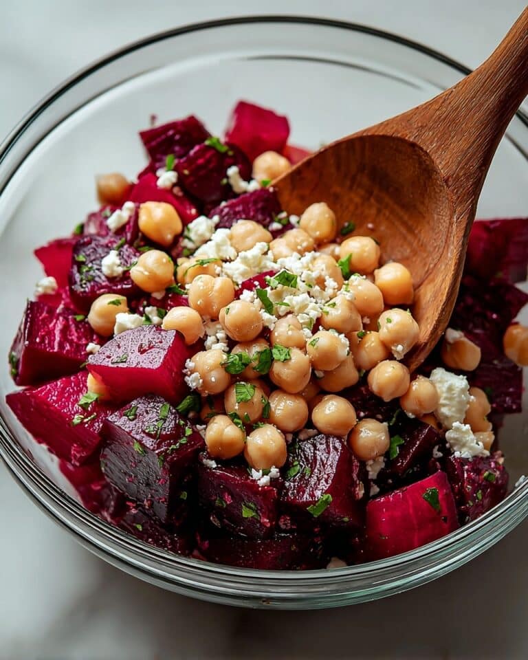 Chickpea Beet Feta Salad with Lemon-Garlic Vinaigrette Recipe