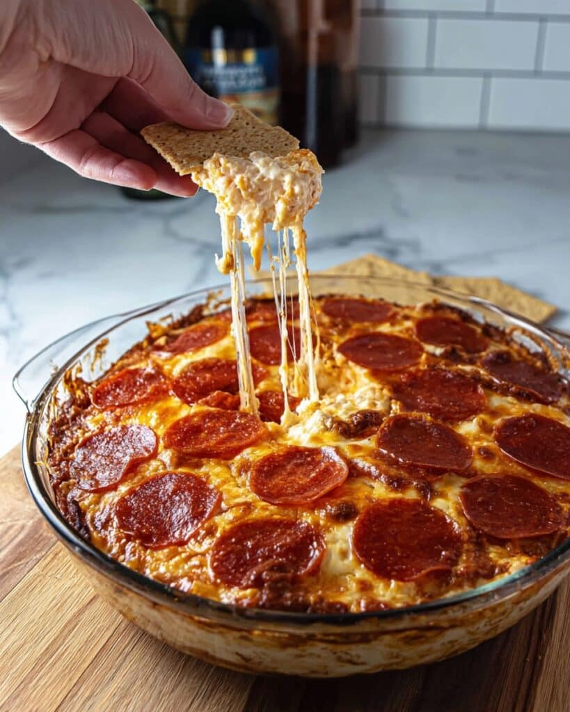Creamy Pepperoni Pizza Dip with Italian Herbs Recipe