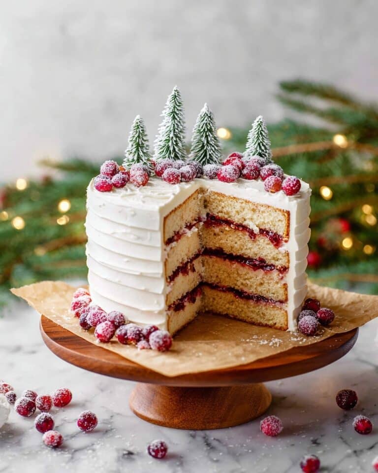 Elegant Layered Cranberry White Christmas Cake Recipe