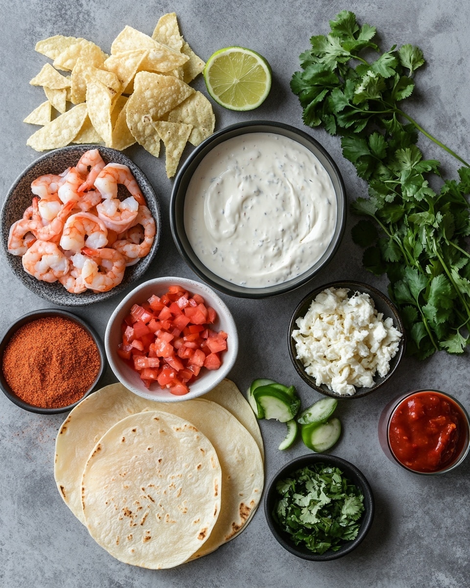 The image shows a stack of six golden-brown rolled crepes on a white plate. Each crepe is filled with white creamy sauce and small pink shrimp pieces, visible at the open ends. The crepes have a thin, slightly crispy texture with light browning marks. Fresh green parsley leaves are scattered across the crepes and around them on the plate, adding a touch of color. The plate rests on a white marbled surface, creating a clean and bright background. photo taken with an iphone --ar 4:5 --v 7