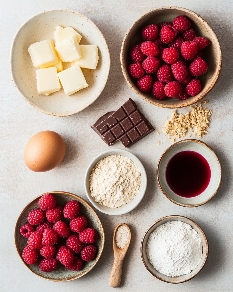 The image shows a stack of three thick cookies with a rough, soft texture, placed on a white marbled surface. The cookies are light brown with swirls of bright red raspberry pieces and small white chunks mixed throughout. The top cookie has a bite taken out, revealing a soft, chewy inside with the same red and white filling. Scattered around the cookies are fresh, plump raspberries and some white chunks. In the background, there is a white bowl filled with raspberries and a wooden tray partially blurred with some more white chunks on it. Photo taken with an iphone --ar 4:5 --v 7