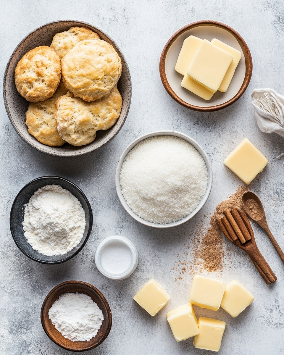 The image shows a round cinnamon pull-apart bread with a rich golden-brown color and a glossy surface from a light glaze. The bread is made of many small torn pieces layered closely together forming a ring shape with a hole in the center. The texture looks soft and bumpy with visible cinnamon swirls and sugar caramelized on parts of the surface. It is placed on a clear glass plate with a bubble edge design, all set on a white marbled surface. In the background, there is a small glass jar with cinnamon sugar and a cinnamon stick on the side. The photo taken with an iphone --ar 4:5 --v 7