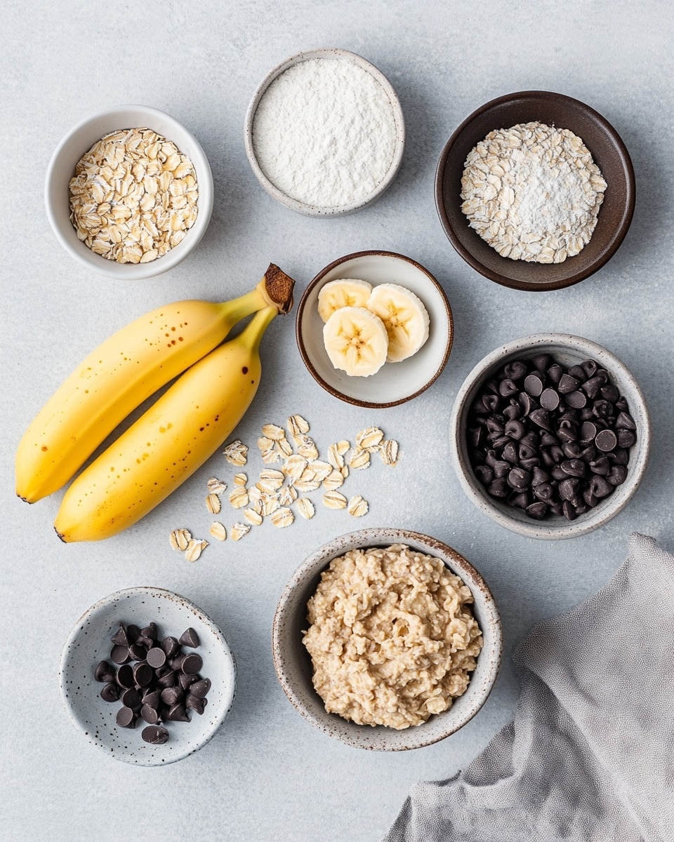 The image shows several round oatmeal cookies with visible chocolate chips and small oat pieces on a white marbled surface. One cookie is in the center and has a bite taken out, showing a soft texture inside with oats and chocolate chips. The cookies are golden brown, and some small scattered chocolate chips are around them, adding detail to the scene. photo taken with an iphone --ar 4:5 --v 7