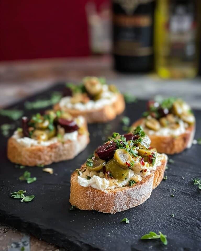 Mixed Olive and Whipped Feta Crostini Recipe