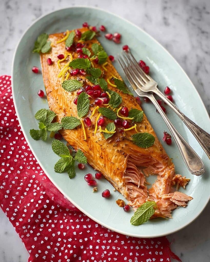 Festive Pomegranate Maple Glazed Salmon Recipe