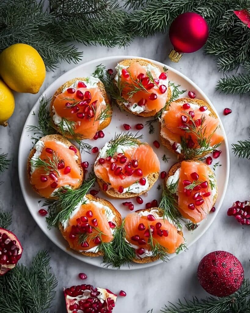 Christmas Smoked Salmon Bruschetta Wreath Recipe