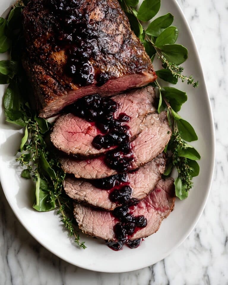 Peppercorn Crusted Beef Tenderloin with Cherry Port Sauce Recipe