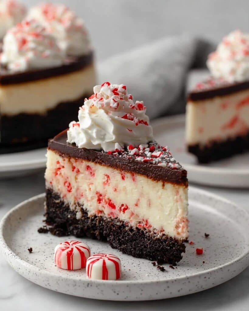Peppermint Cheesecake with White Chocolate and Crushed Peppermint Recipe
