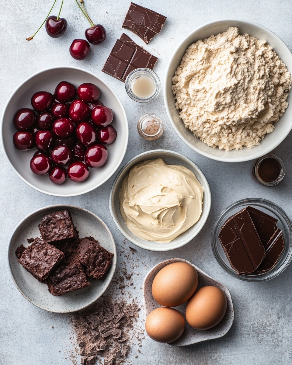 A close-up shows many round chocolate balls on a white plate with a thin black line near the edge. Each ball has a smooth and shiny milk chocolate outer layer. One ball in the center is bitten to show three layers inside: a shiny red cherry in the middle, surrounded by a dark brown, moist, and crumbly chocolate cake layer, all covered by the smooth milk chocolate shell. A small part of a red cherry is visible at the side outside the plate. The plate is placed on a white marbled surface. photo taken with an iphone --ar 4:5 --v 7