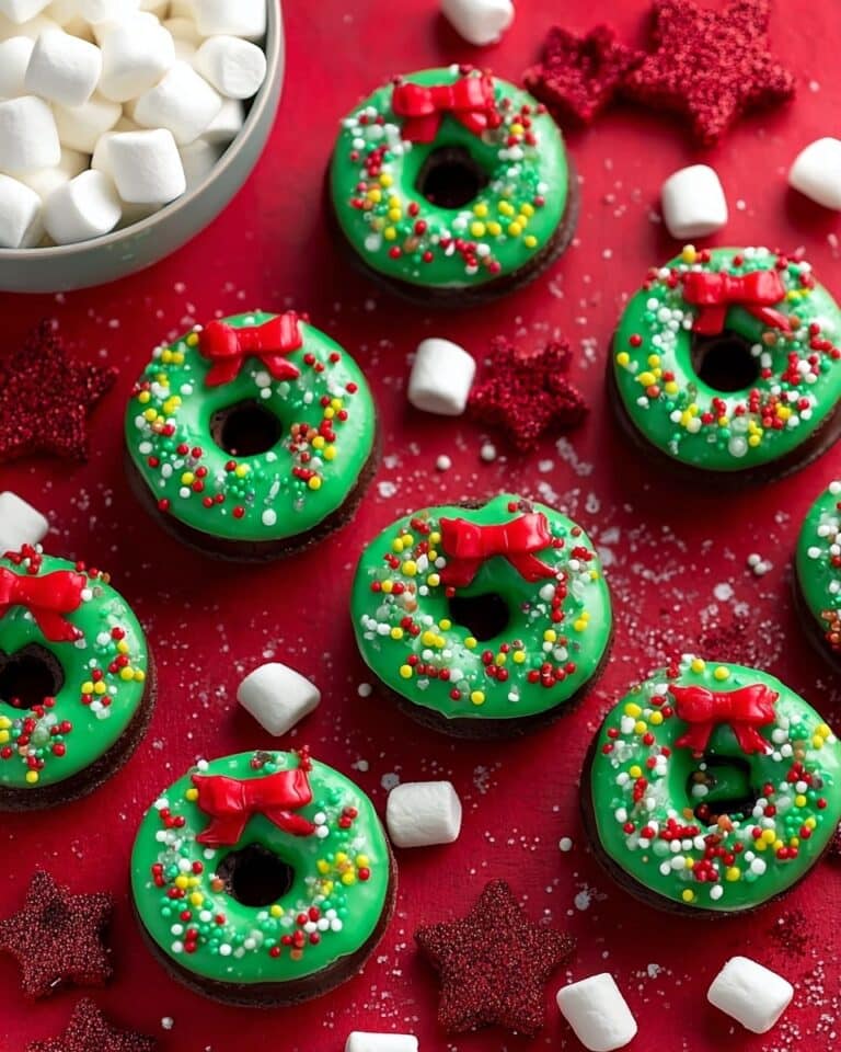 Festive Christmas Wreath Cookies with Marshmallow Pinwheels and Holiday Decorations Recipe