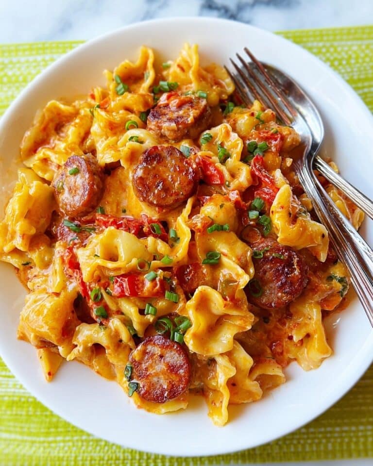 Spicy Sausage Pasta with Ro-Tel Tomatoes and Monterey Jack Recipe