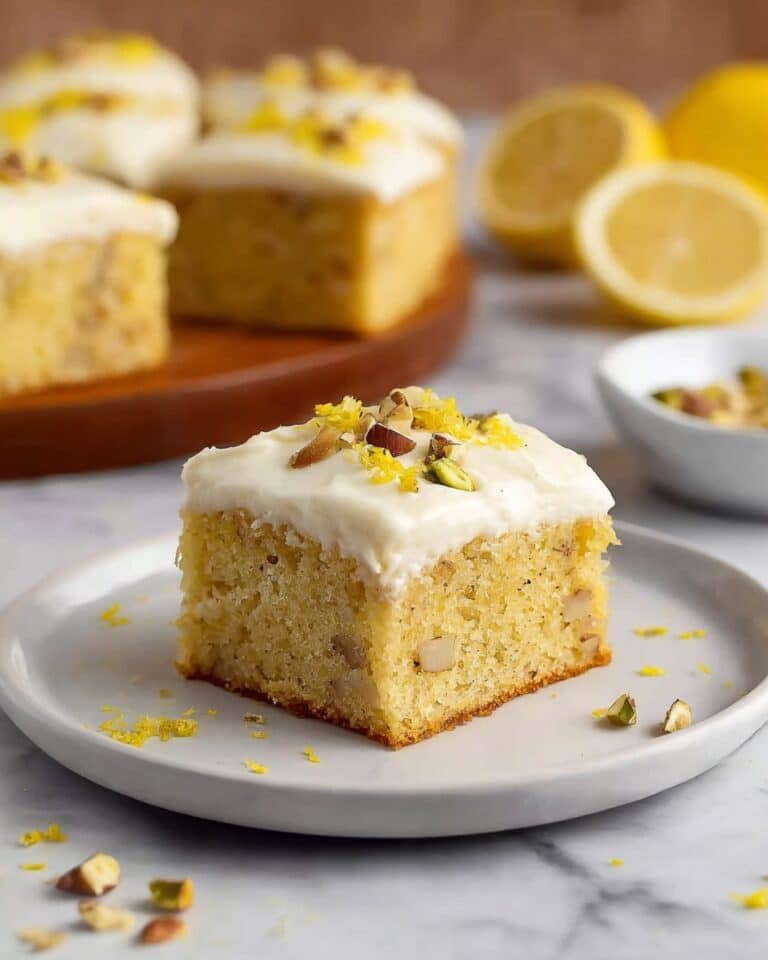 Lemon Pistachio Cake with Milk Soak and Cream Cheese Frosting Recipe