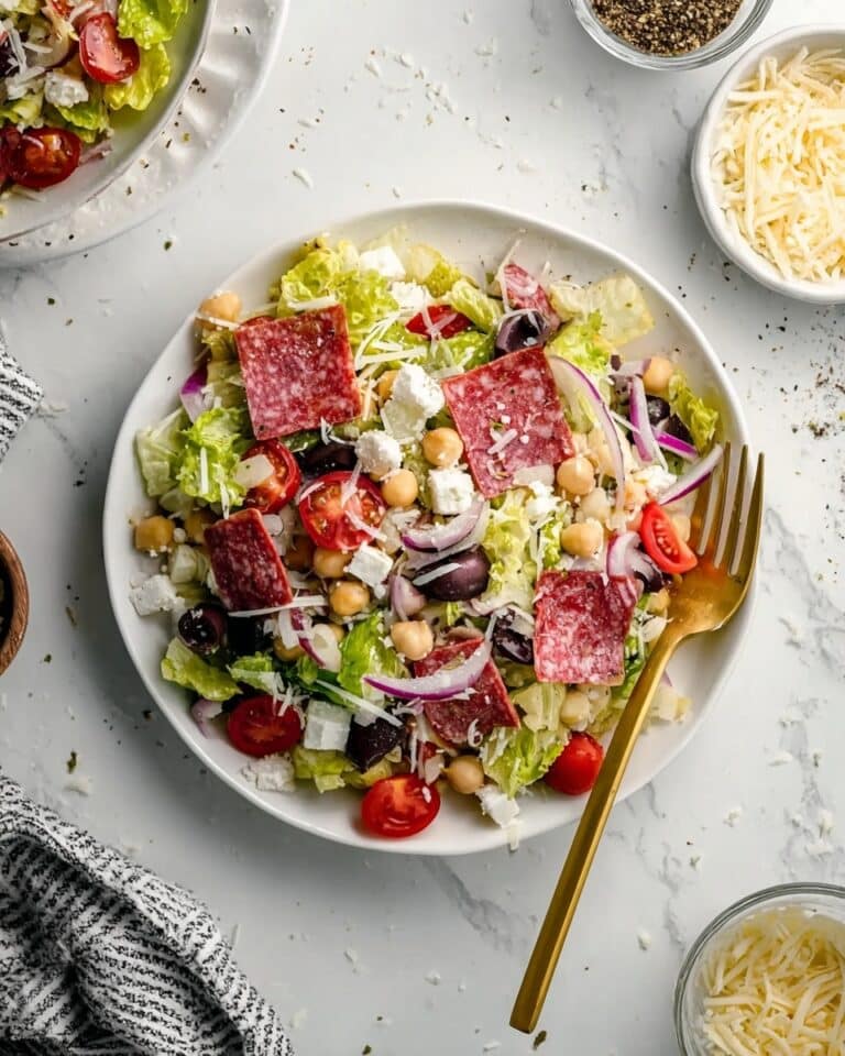 Italian Brussels Sprouts Salad with Chickpeas, Salami, and Cheese Recipe