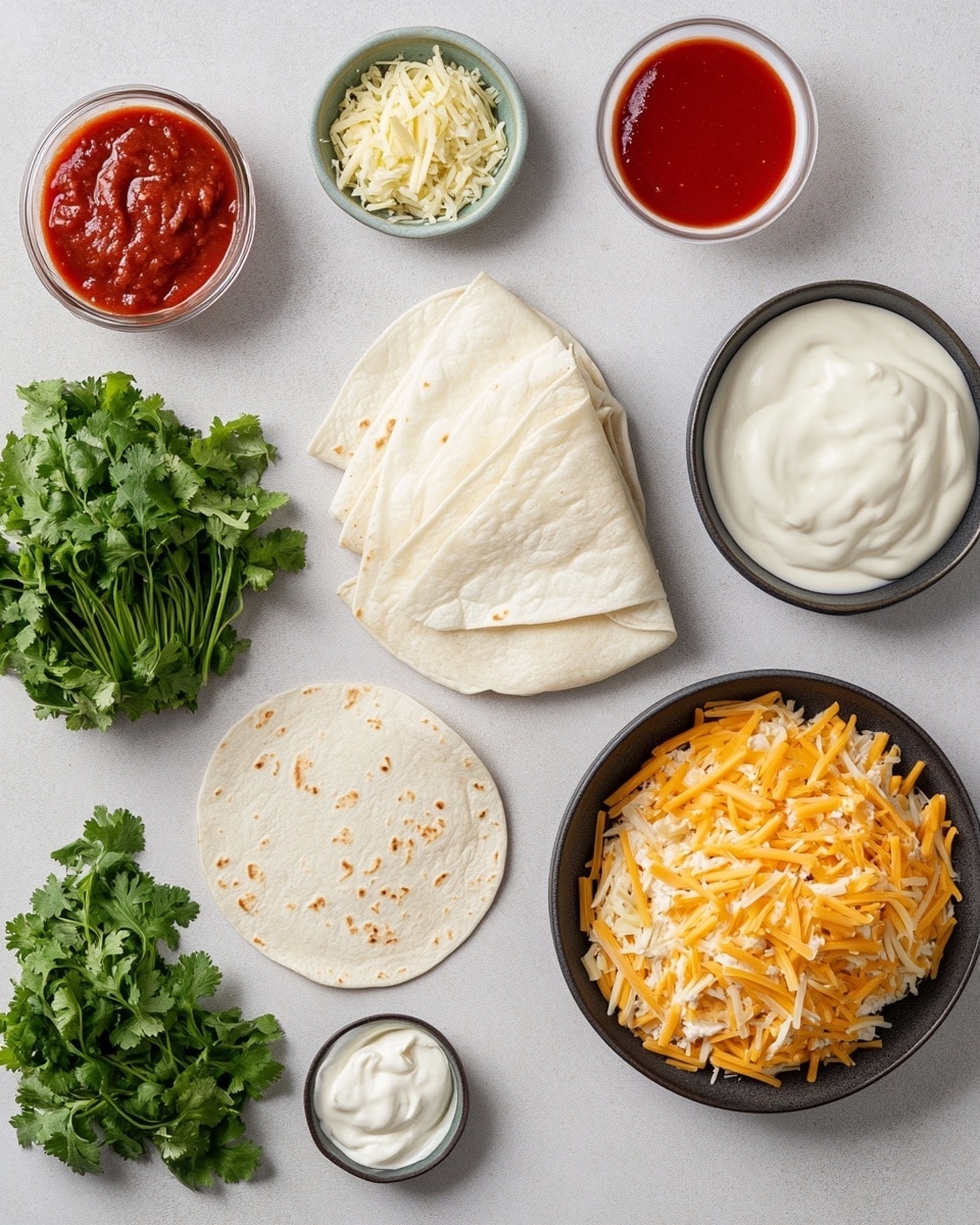 The image shows a close-up of two enchiladas on a white plate, both covered with rich, dark red enchilada sauce and melted golden cheese. The enchiladas have a soft, slightly wrinkled texture from the sauce soaking into the tortillas. One enchilada is partly opened, revealing tender shredded chicken inside that is coated with the same sauce. Small bits of chopped green herbs, likely cilantro, are sprinkled on top of the cheese for color contrast. The plate is placed on a white marbled surface, with a white dish and fresh green herbs vaguely seen in the blurred background. Photo taken with an iphone --ar 4:5 --v 7