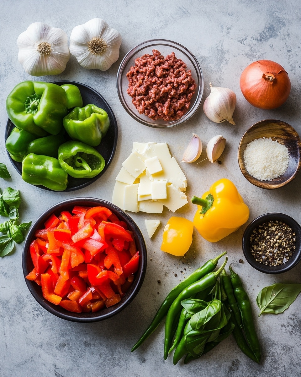 A white ceramic baking dish filled with a layered casserole; the top layer is golden brown and slightly crispy melted cheese with scattered small pieces of green toppings. The inside shows two thick layers: the top inner layer is crumbled cooked brown meat mixed with small bits of green and red vegetables, and the bottom layer is a creamy white sauce with a smooth texture. A silver spatula lifts a square portion from the dish, showing these two distinct layers clearly. The background is a white marbled surface. Photo taken with an iphone --ar 4:5 --v 7