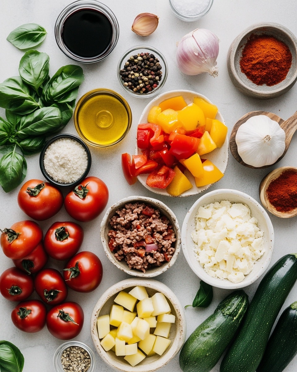 One-Pan Italian Ground Turkey & Veggie Skillet Recipe - Recipe Image