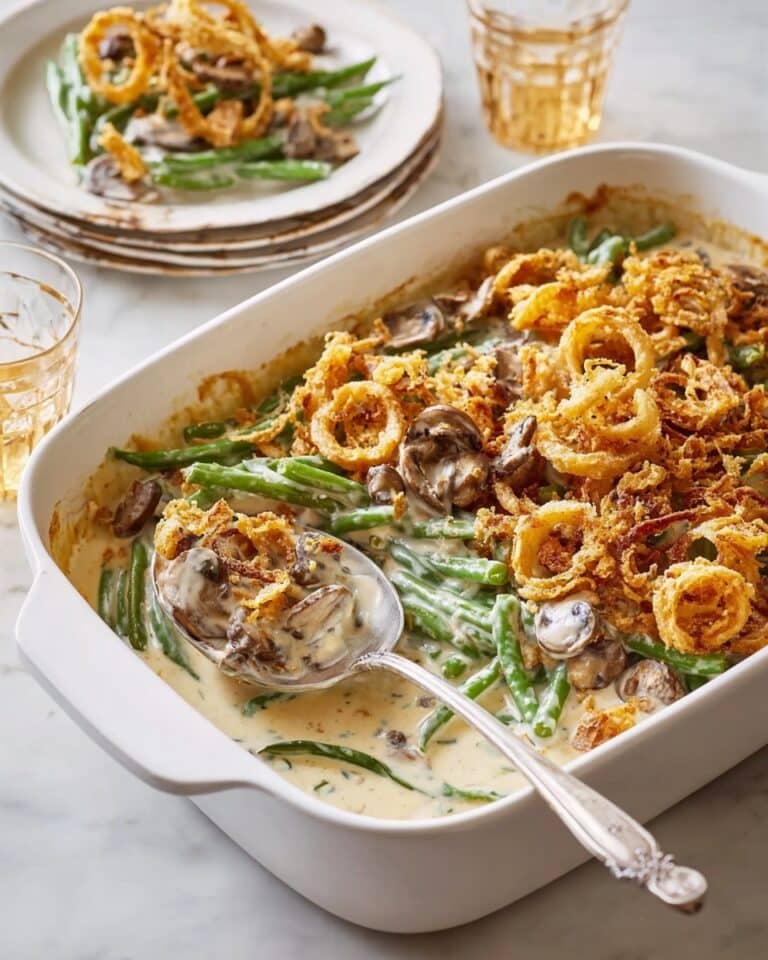 Healthy Green Bean Casserole with Crispy Onion Topping Recipe