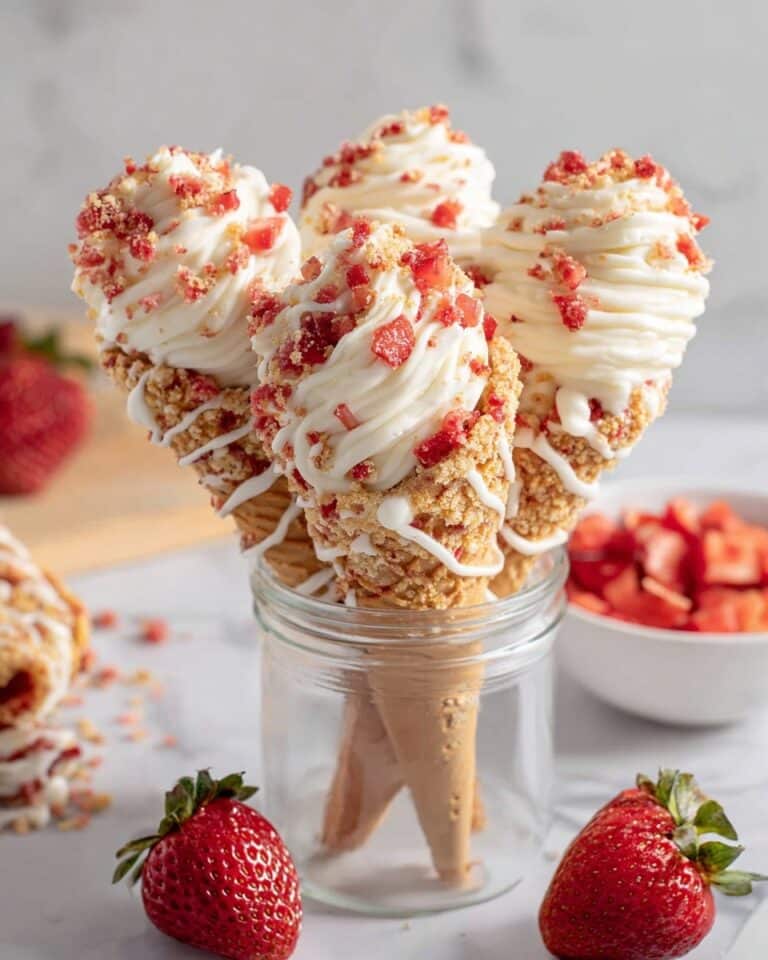 Strawberry Crunch Cheesecake Cones Recipe