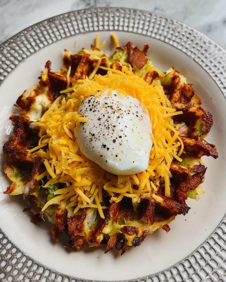 Loaded Potato Waffles with Broccoli, Cheddar, and Deli Ham Recipe