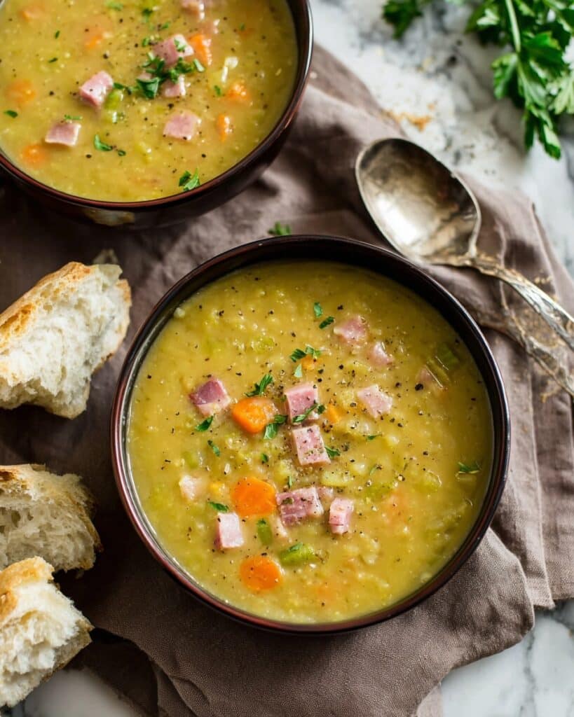 Hearty Split Pea Soup with Ham and Fresh Herbs Recipe