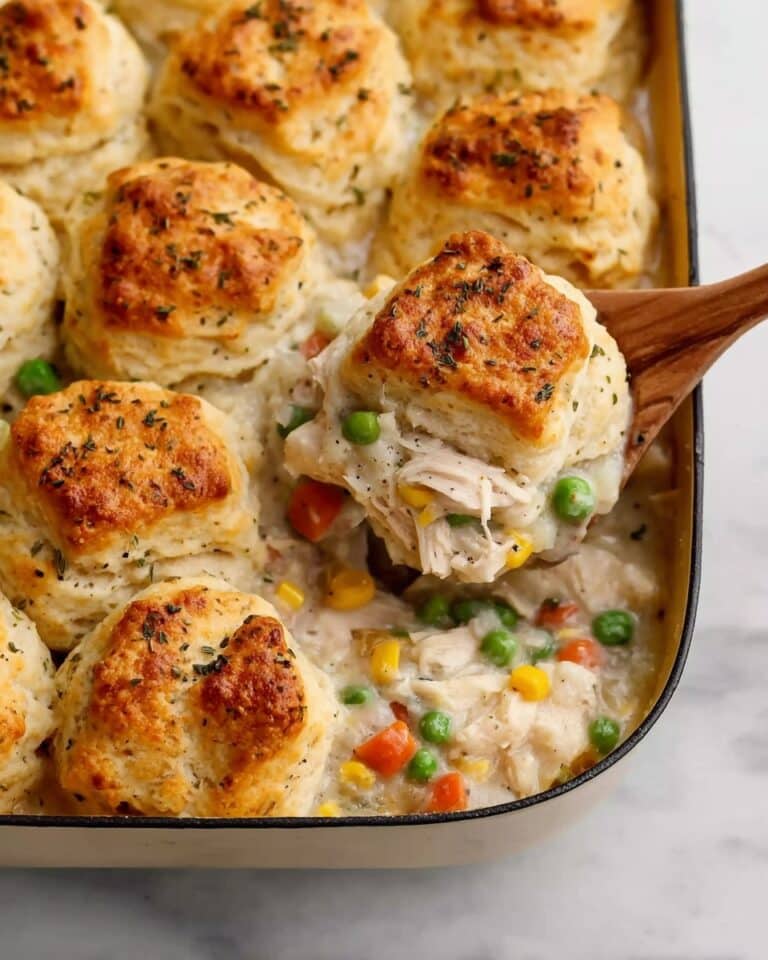Skillet Chicken Pot Pie with Biscuit Topping Recipe