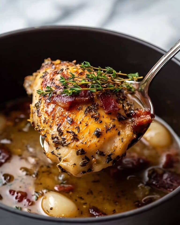 Garlic Clove Chicken Thighs with Bacon in Gravy Recipe