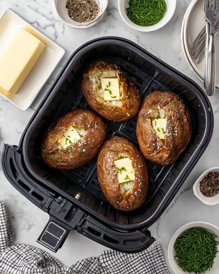 Air Fryer Baked Potatoes with Butter and Black Pepper Recipe