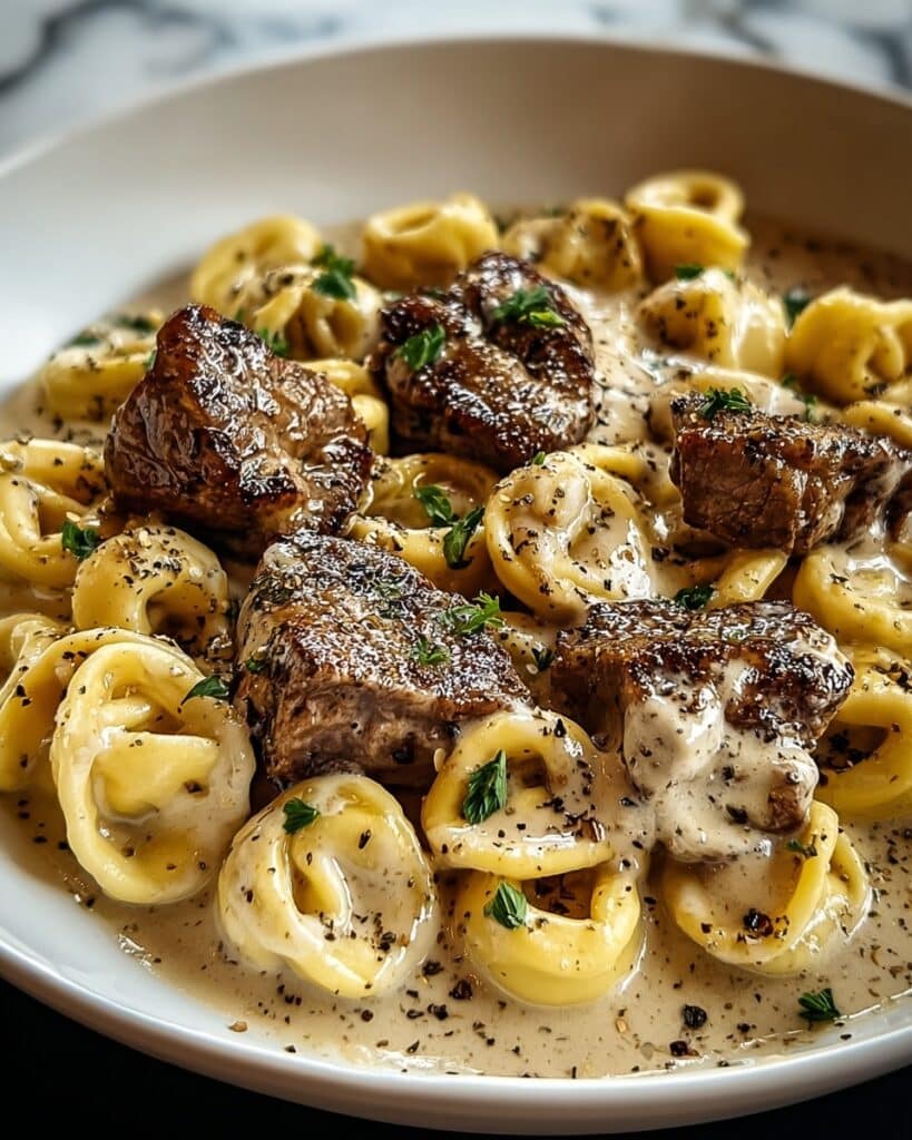 Cracked Garlic Steak Tortellini in Creamhouse Sauce Recipe