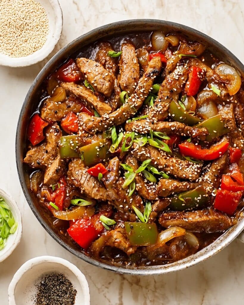 Sizzling Chinese Pepper Steak with Onions Recipe
