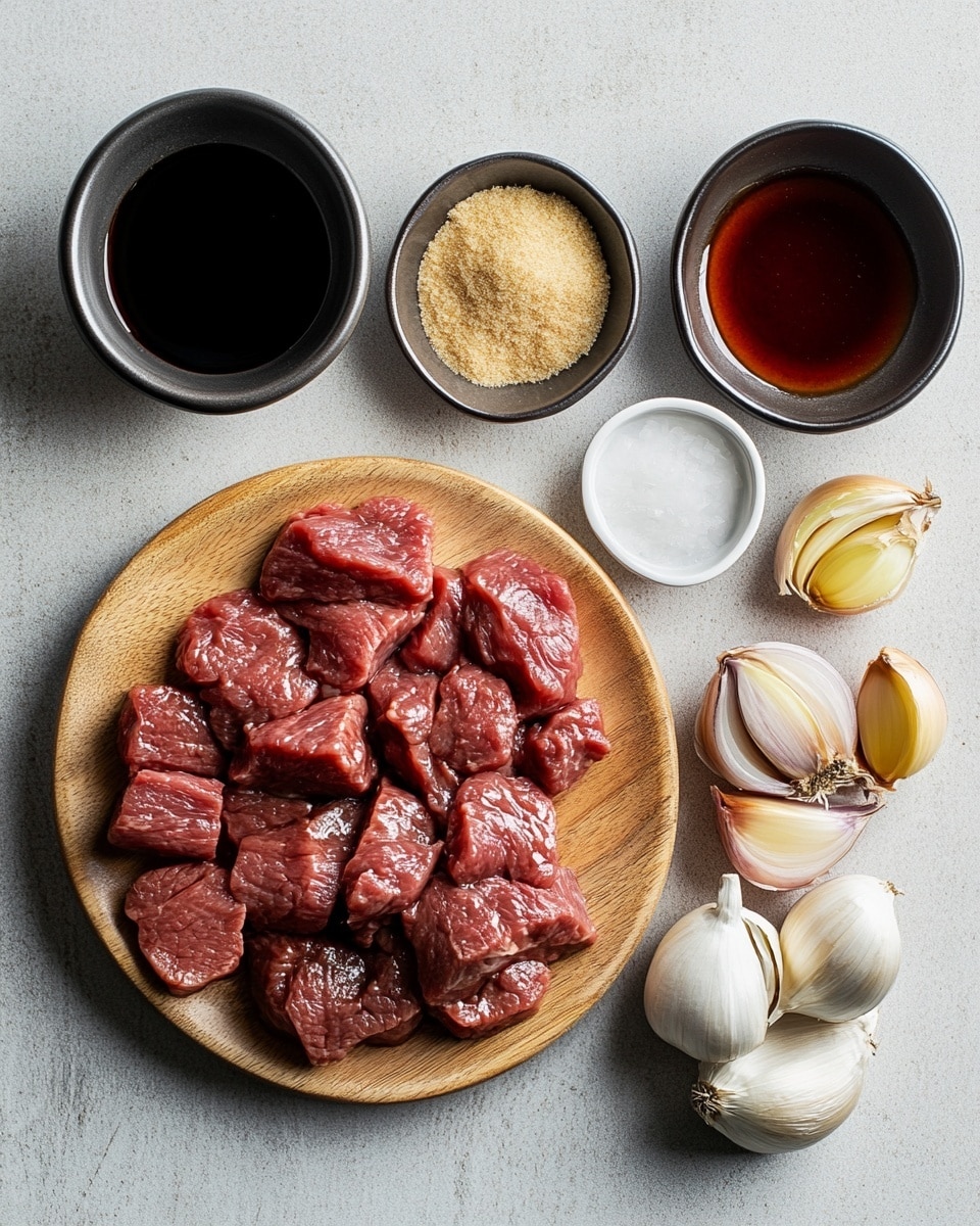 A close-up of cooked strips of dark brown beef mixed with lightly caramelized slices of translucent white onions and bright red bell peppers, all glistening with a shiny sauce. The ingredients are layered together in a large black skillet, with the edges of the skillet slightly visible. The texture of the beef looks tender and juicy with some grill marks, while the onions and peppers add a soft and slightly crisp contrast against the dark meat. The dish sits on a white marbled surface. photo taken with an iphone --ar 4:5 --v 7