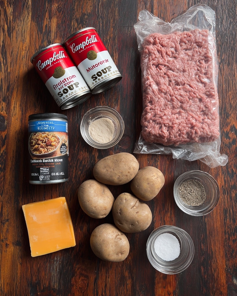 On a white plate, there is a layered dish with thin slices of cooked potatoes forming the base and top layers, showing a light yellow color with soft texture. Between these layers, there is a mix of browned ground meat covered in melted orange-yellow cheddar cheese, which is slightly glossy and creamy. Bright green chopped chives are scattered over the top, adding contrast. The dish is close-up with a warm light and a smooth, slightly blurry brown wooden surface in the background replaced by a white marbled texture. Photo taken with an iphone --ar 4:5 --v 7