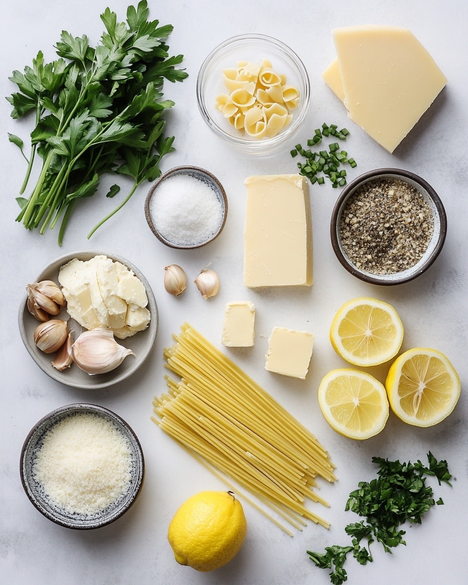 A shiny silver pan filled with two main layers: the bottom layer is creamy white spiral pasta with a soft texture, and the top layer is light golden cooked chicken strips, scattered evenly and coated with a light sauce. Small green capers and finely chopped green herbs are sprinkled throughout the dish. On one side of the pan, there are three bright yellow lemon wedges resting on the pasta. The pan sits on a white marbled surface with a soft white cloth nearby. photo taken with an iphone --ar 4:5 --v 7