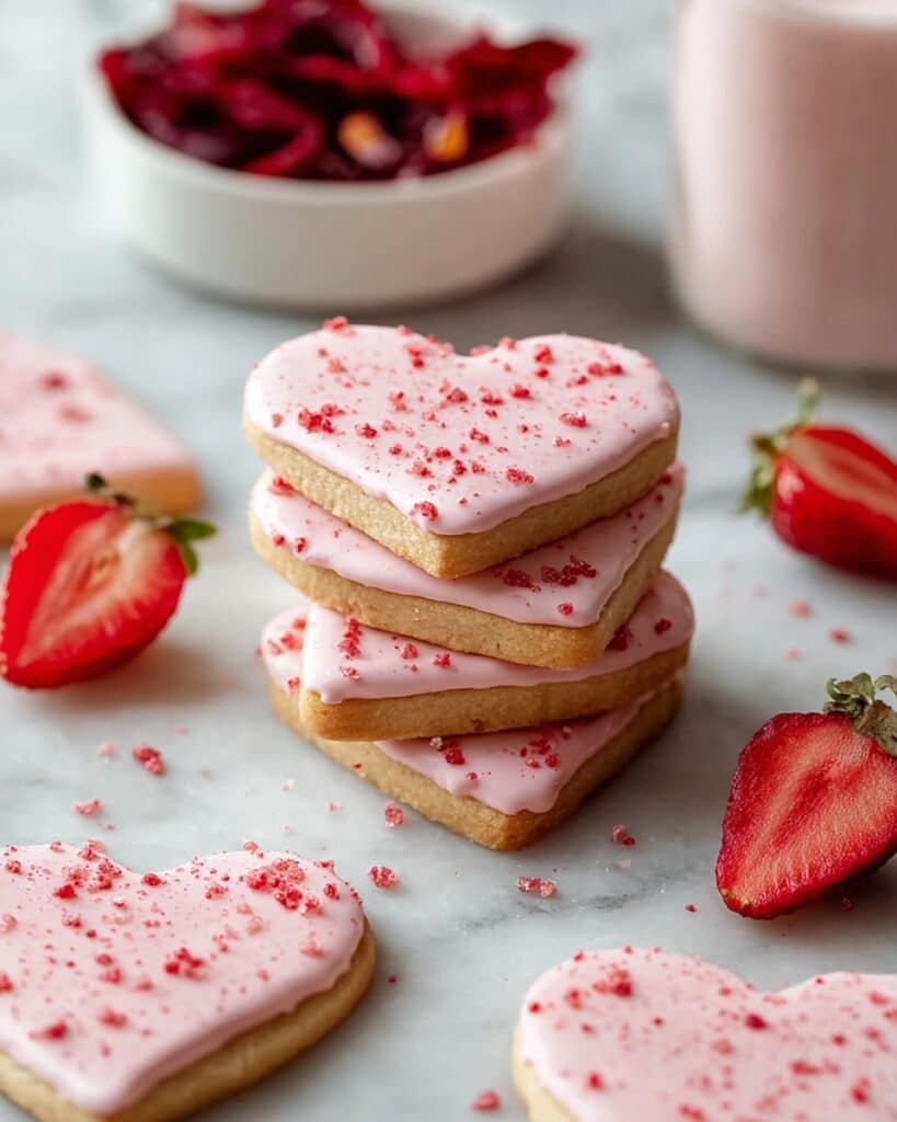 Strawberry Shortbread Heart Cookies Recipe
